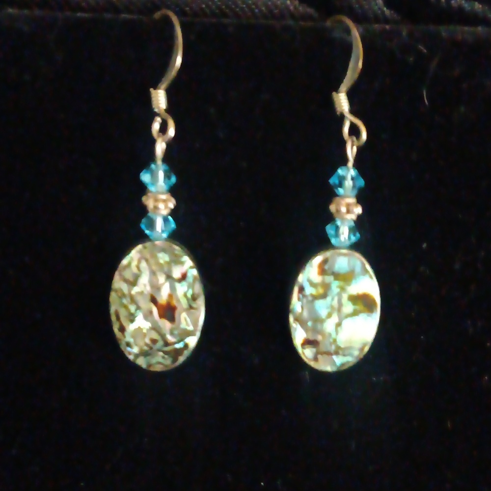 Abolone Artisan Handcrafted Natural Green and Blue Earrings